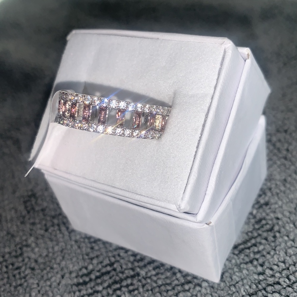 Bomb Party Ring: Bright Lights Rhodolite Cubic Zirconia. Rhodium Plated.